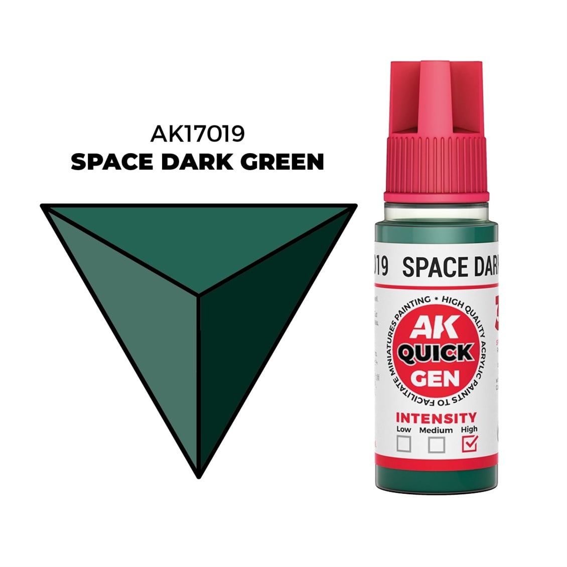 AK 17019 18 ml. Space Dark Green, QuickGen Serisi Akrilik Model Boyası