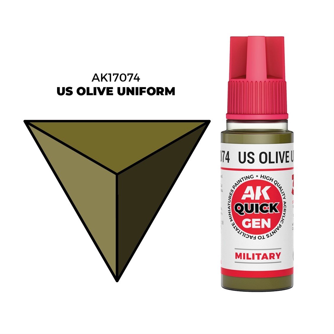 AK 17074 18 ml. US Olive Uniform, QuickGen Serisi Akrilik Model Boyası