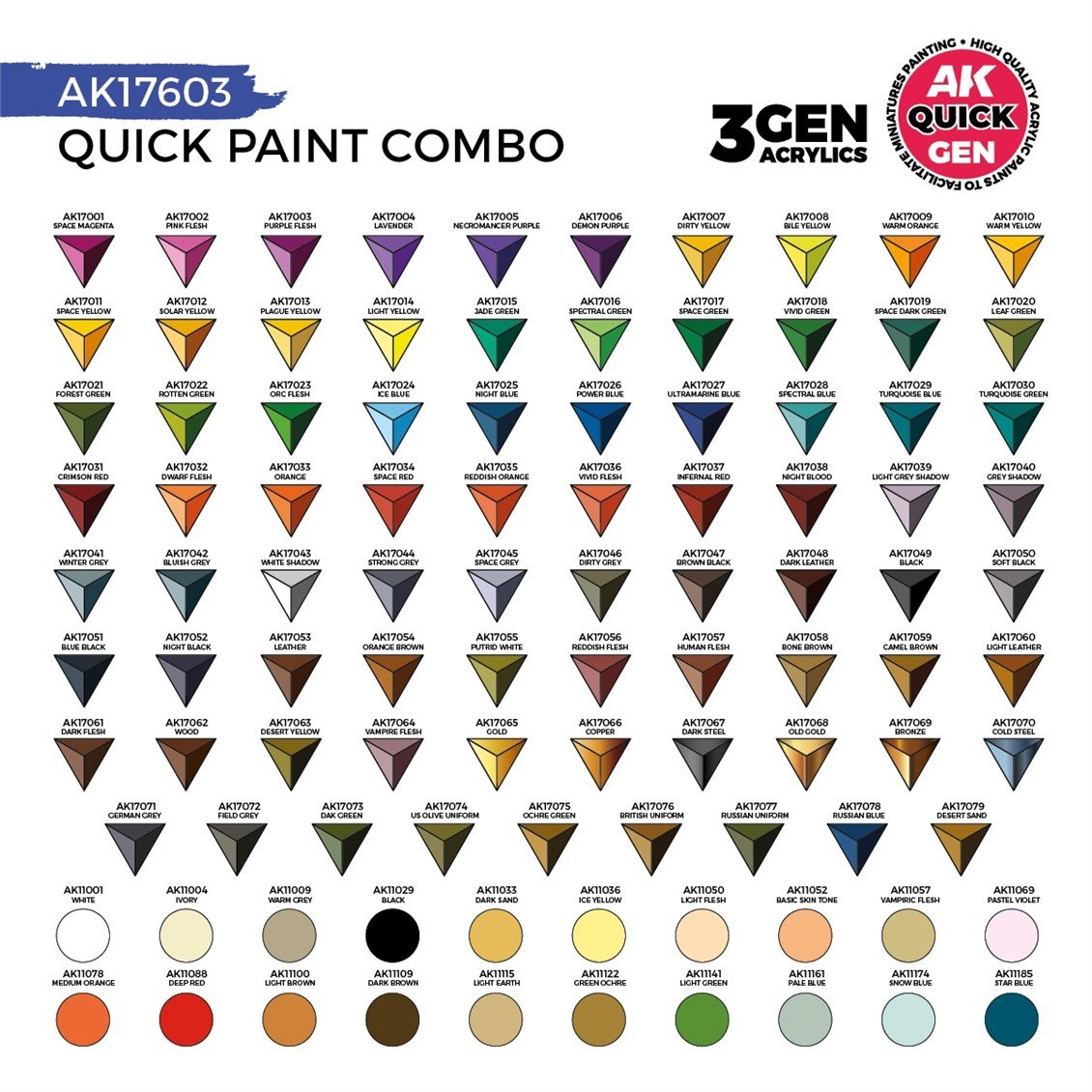 AK 17603 100x18 ml. QuickGen COMBO Boya Seti, (80 QuickGen Boya+20x3Gen Boya+Medium+3xSentetik Fırça), Özel Kutusunda