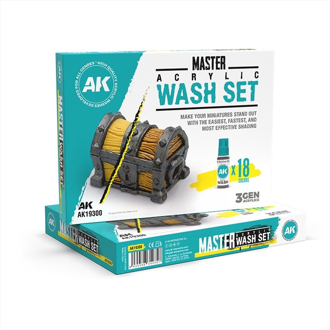AK 19300 18x18 ml. Komple Akrilik Wash (Yıkama Boyası) Seti