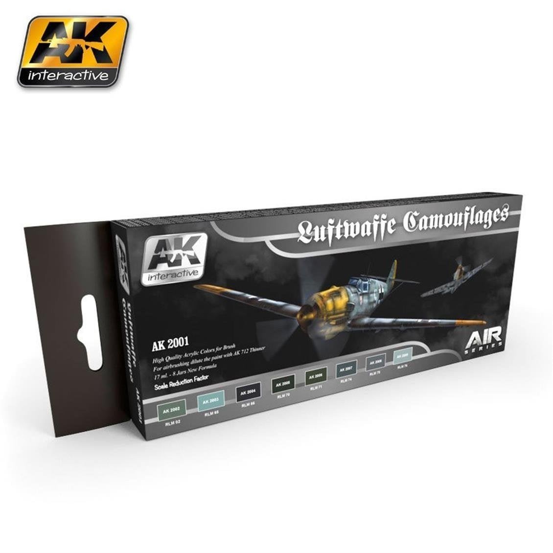 AK 2001 8x17 ml. Luftwaffe-1 Kamuflaj Renkleri, Akrilik Model Boyası Seti