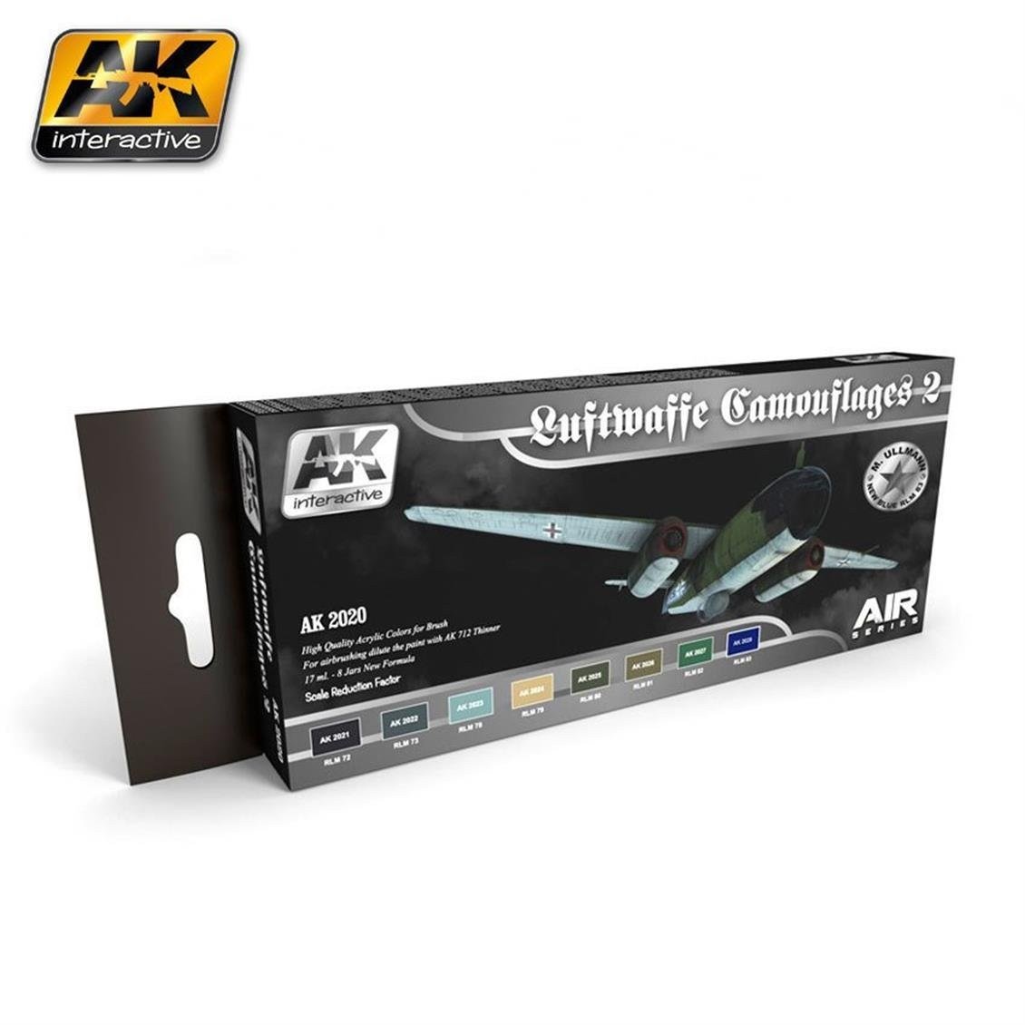 AK 2020 8x17ml. Luftwaffe-2 Kamuflaj Renkleri, Akrilik Model Boyası Seti