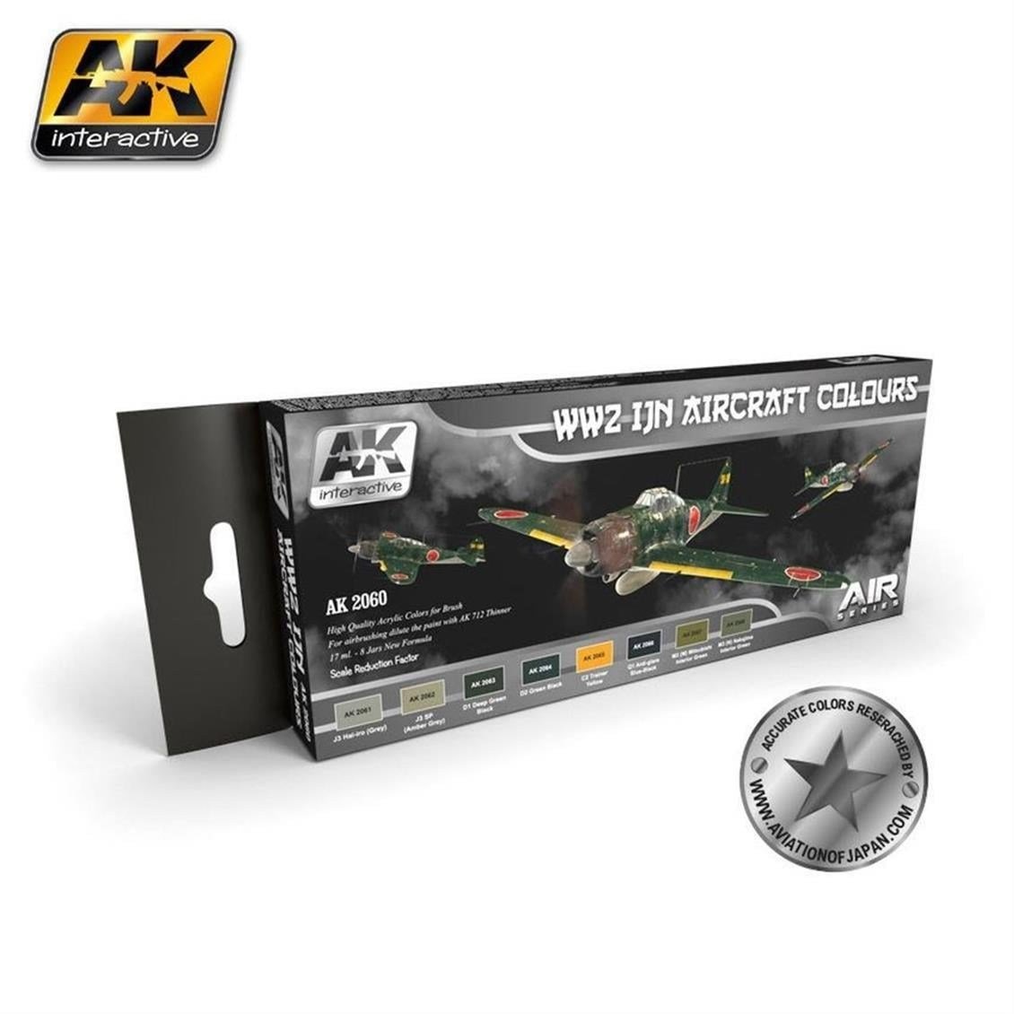 AK 2060 8x17ml. WW2 IJN Uçak Renkleri, Akrilik Model Boyası Seti