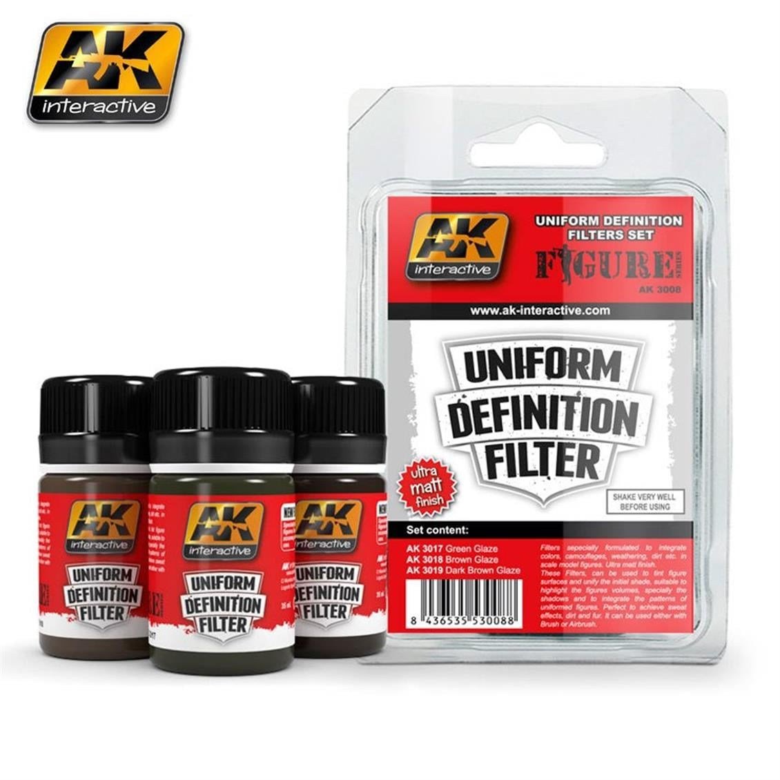 AK 3008 3x35 ml. Üniforma Tanımlama , Filters Serisi Enamel Model Boyası
