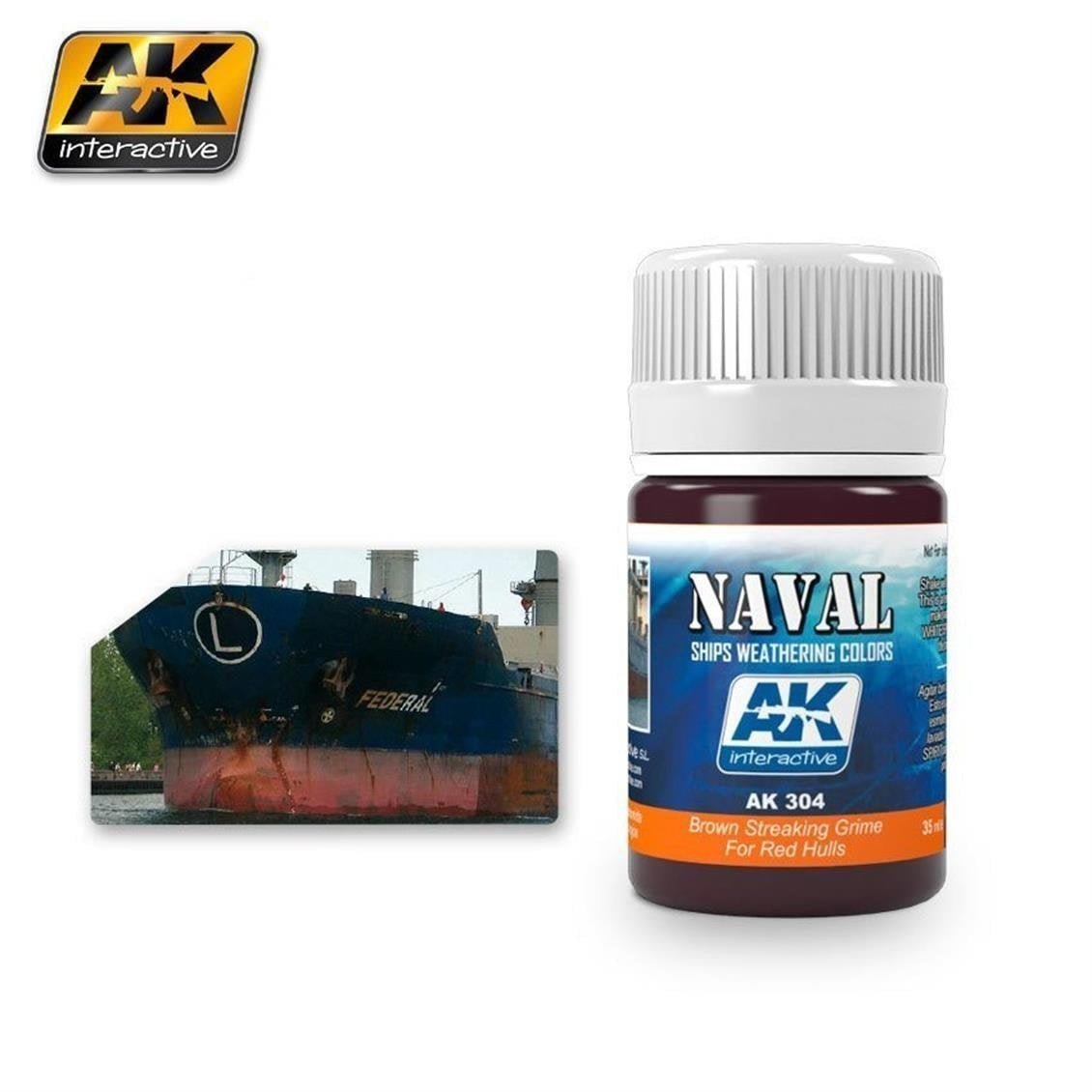 AK 304 35 ml. Gemi Gövdesi Kahverengi Çizgi Kiri Efekti, Enamel Model Boyası