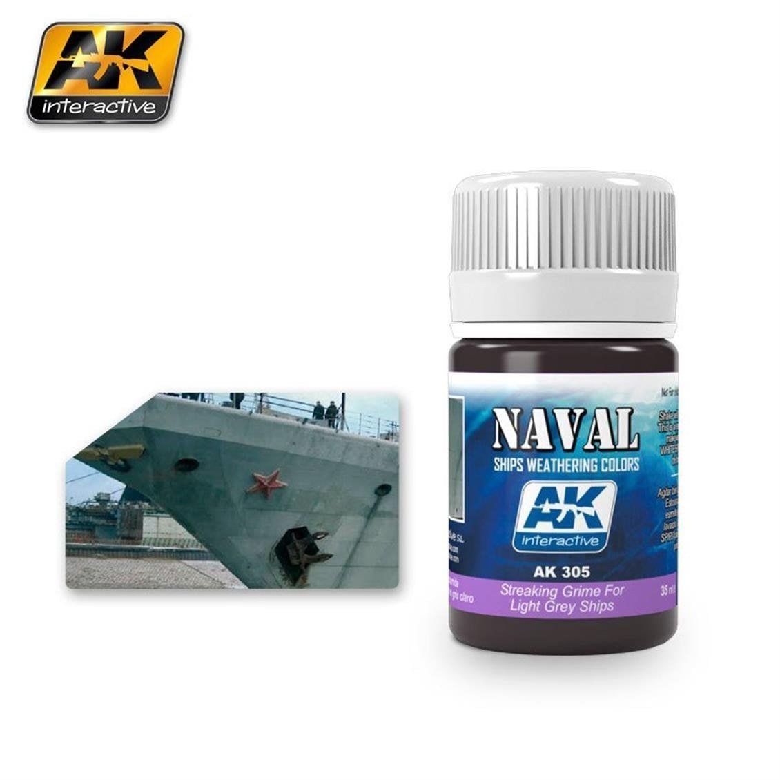 AK 305 35 ml. Gemi Gövdesi Açık Gri Çizgi Kiri Efekti, Enamel Model Boyası