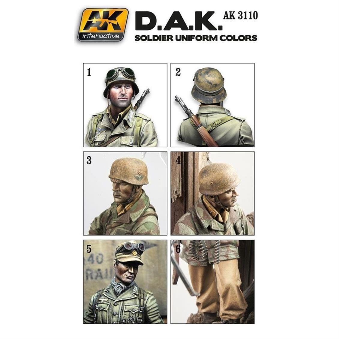 AK 3110 Alman Yeşilimsi Gri Üniforma Renkleri Model Boyası Seti 6x17ml