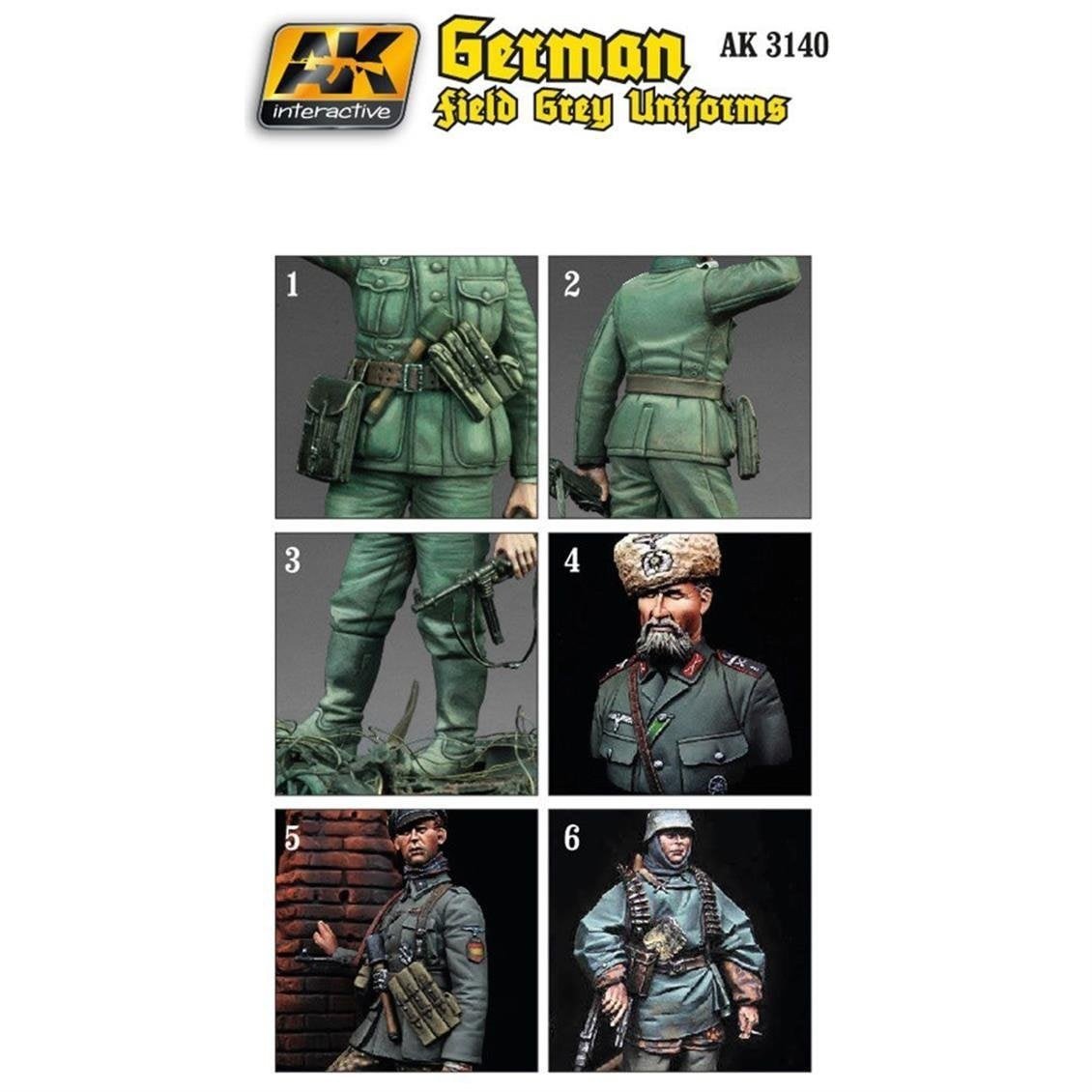 AK 3140 Alman Yeşilimsi Gri Üniforma Renkleri Model Boyası Seti 6x17ml
