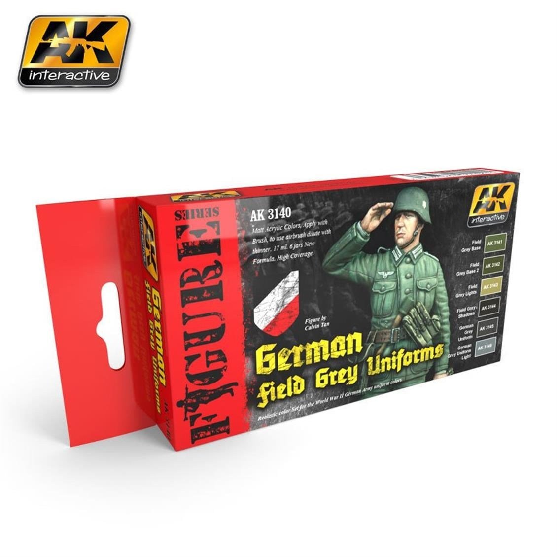 AK 3140 Alman Yeşilimsi Gri Üniforma Renkleri Model Boyası Seti 6x17ml