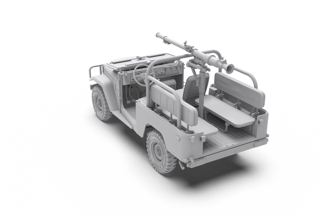 AK 35003 1/35 Ölçek, FJ43 Kamyonet (SPG-9 Geri Tepmesiz Silahlı), Askeri Araç Plastik Model Kiti
