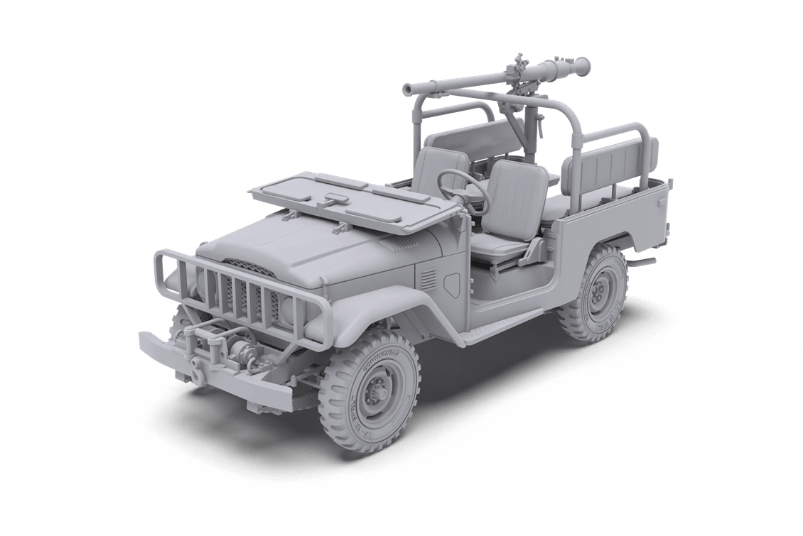 AK 35003 1/35 Ölçek, FJ43 Kamyonet (SPG-9 Geri Tepmesiz Silahlı), Askeri Araç Plastik Model Kiti