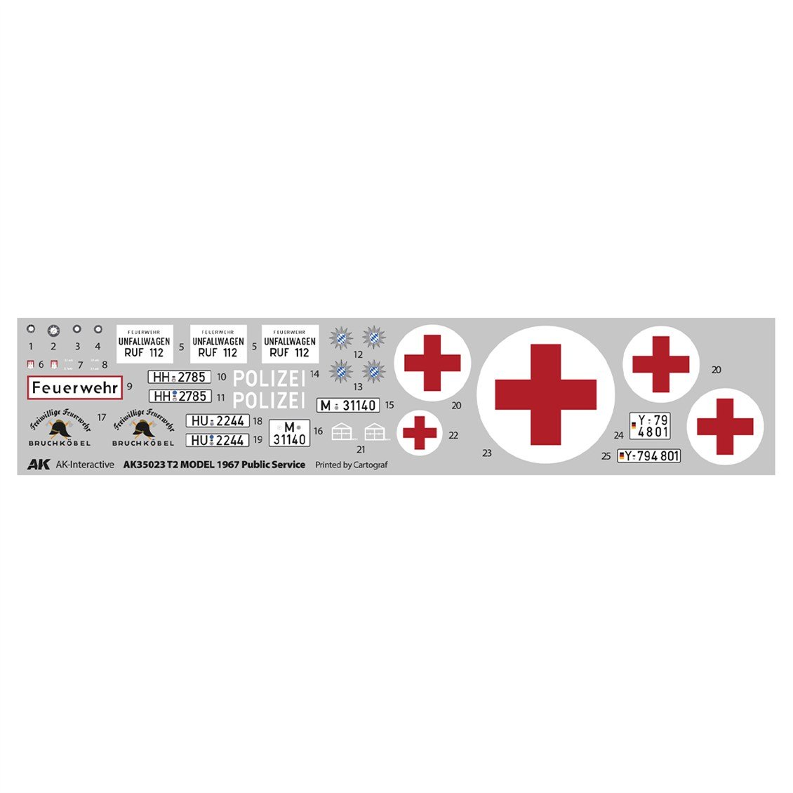 AK 35023 1/35 Ölçek, 1967 T2 VW Minibüs Ambulans, Plastik Model Kiti