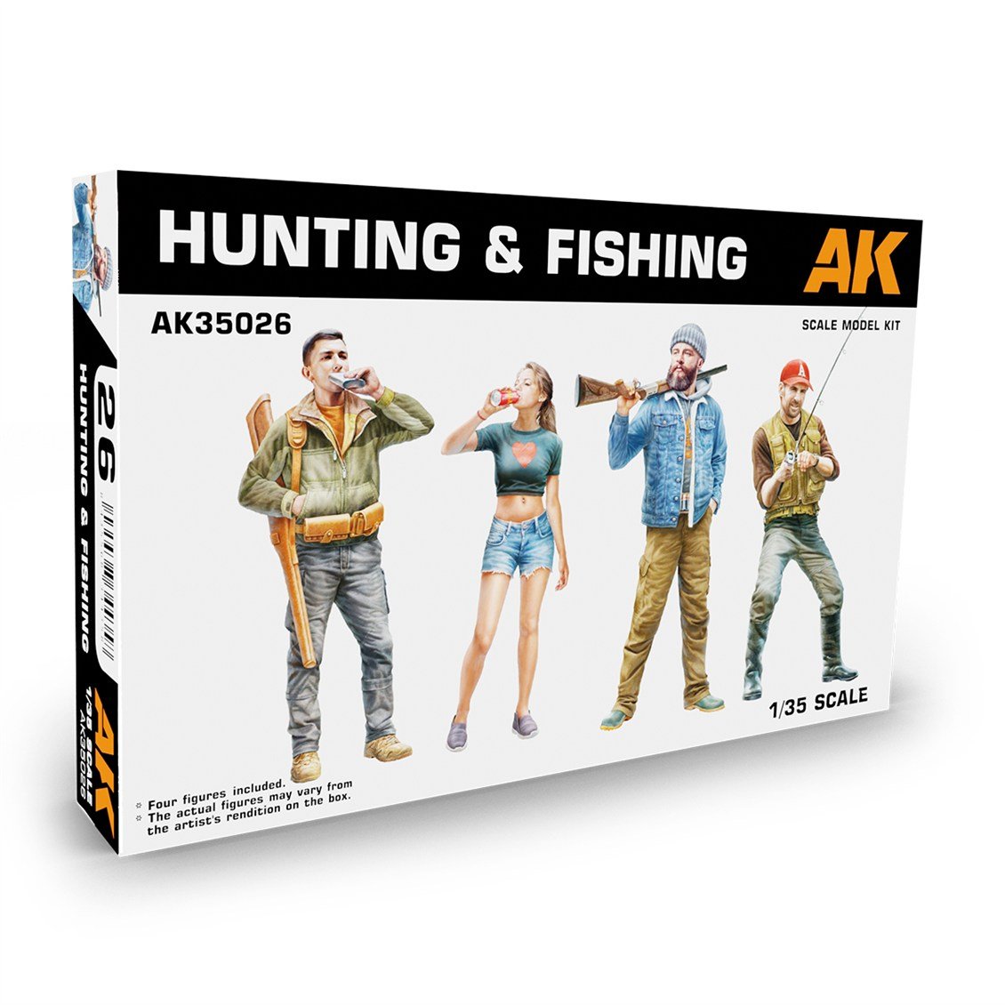 AK 35026 1/35 Ölçek, Avcı ve Balıkçı Figürleri, 4 Adet, Plastik Model kiti