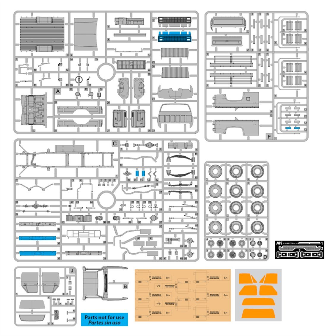 AK 35030 1/35 Ölçek, GMC M1008 Kargo Kamyonu, Plastik Model Kiti