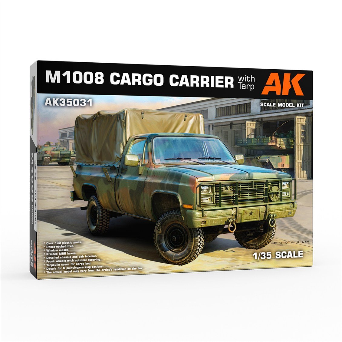 AK 35031 1/35 Ölçek, GMC M1008 Brandalı Kargo Kamyonu, Plastik Model Kiti
