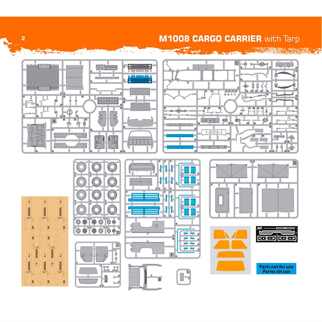 AK 35031 1/35 Ölçek, GMC M1008 Brandalı Kargo Kamyonu, Plastik Model Kiti