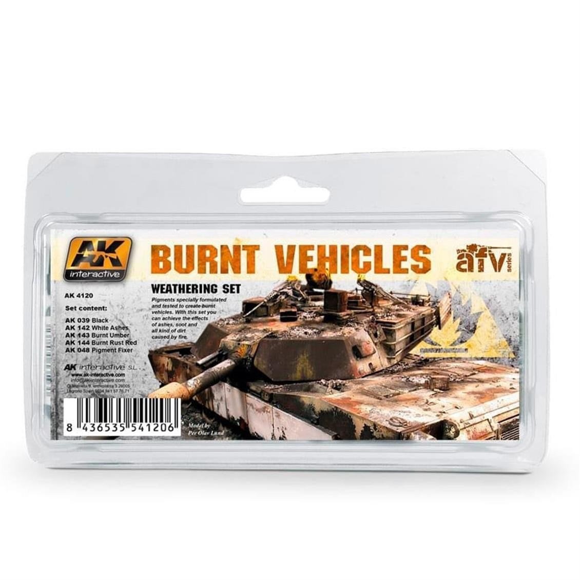 AK 4120 5x35 ml. Yanmış Araçlar Efekti Pigmentleri, Enamel Model Boyası Seti