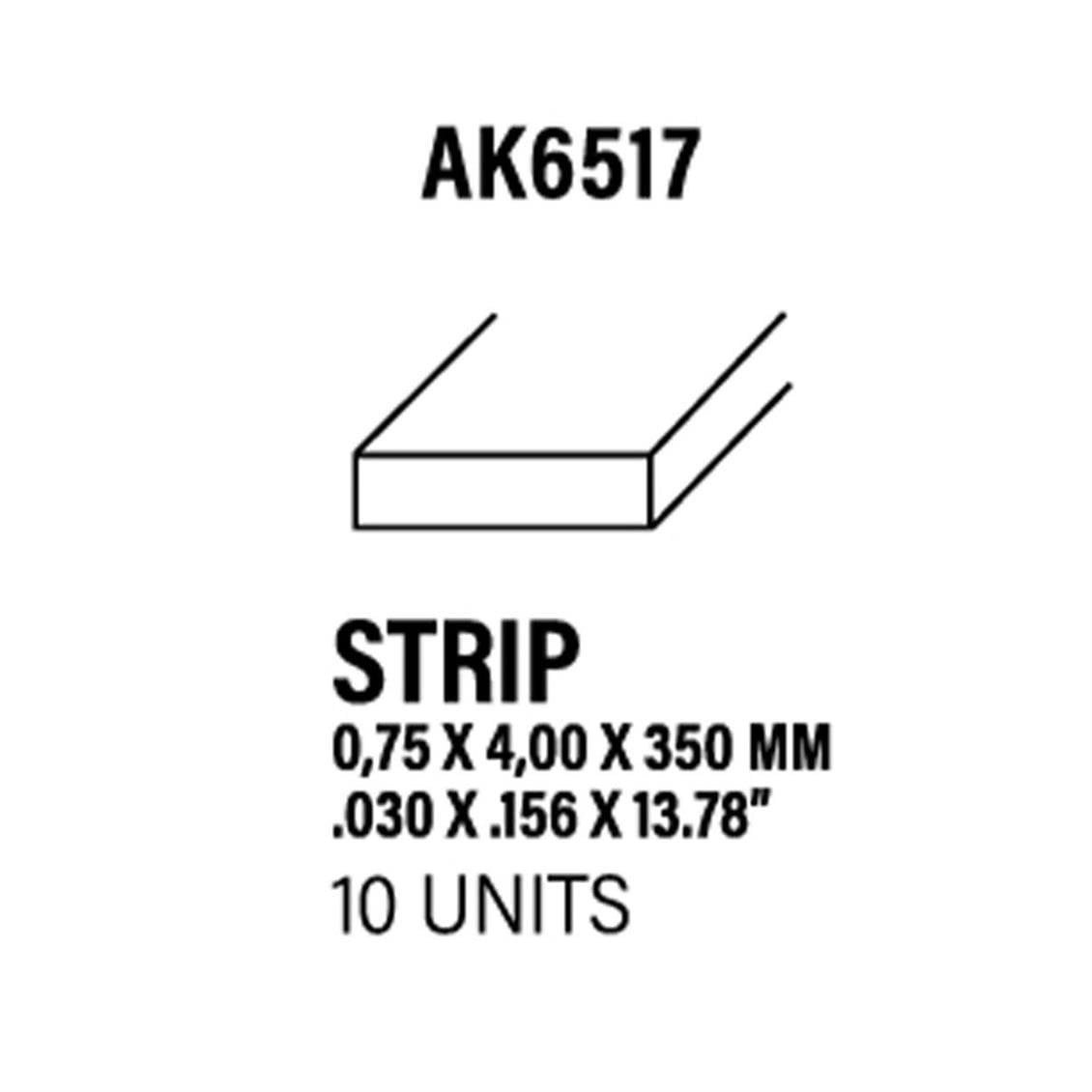AK 6517  0.75 x 4.00 x 350 mm. Plastik Çubuk, 10 Adet