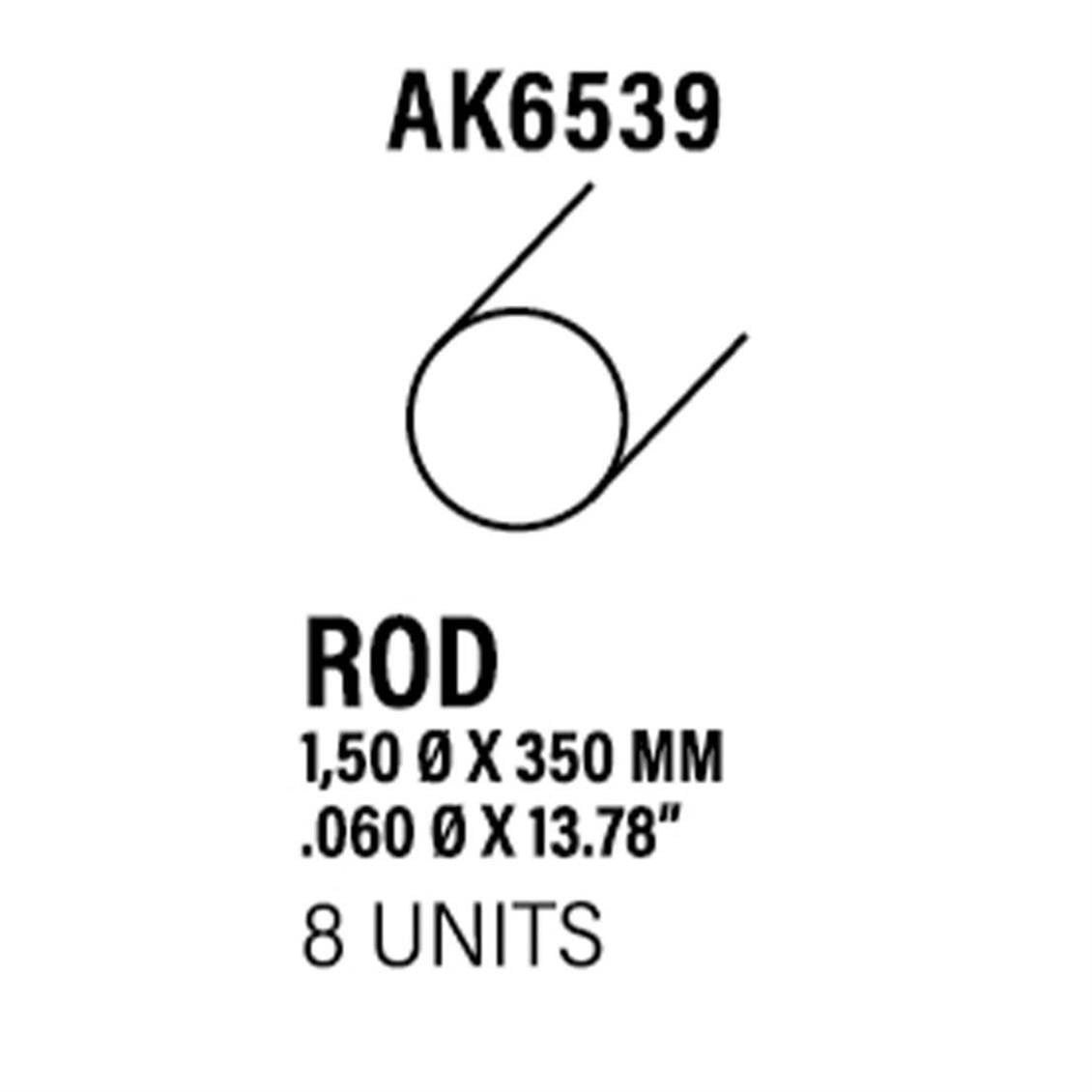 AK 6539 1.50 x 350 mm. Plastik Yuvarlak Çubuk, 10 Adet