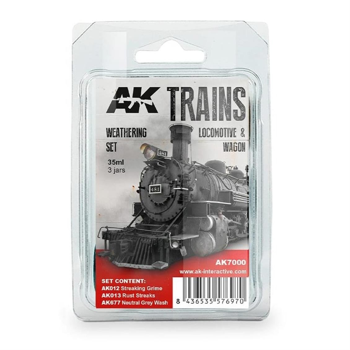 AK 7000 3x35 ml. Lokomotif ve Wagon Eskitme Efekti, Enamel Model Boyası Seti