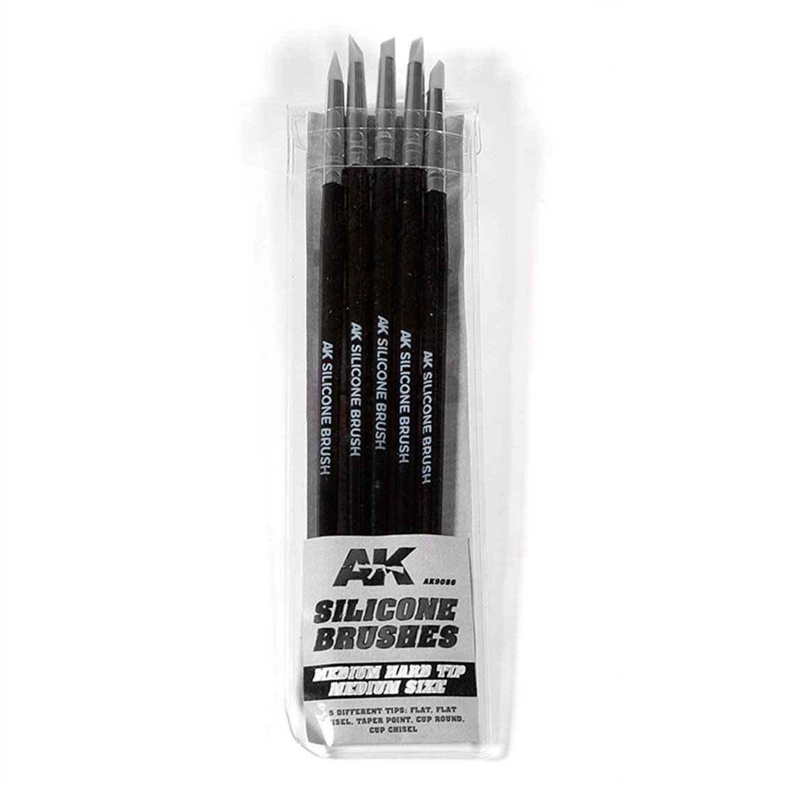 AK 9086 Orta Tip, Orta Sertlikte, Silikon Fırça Seti, 5 Adet