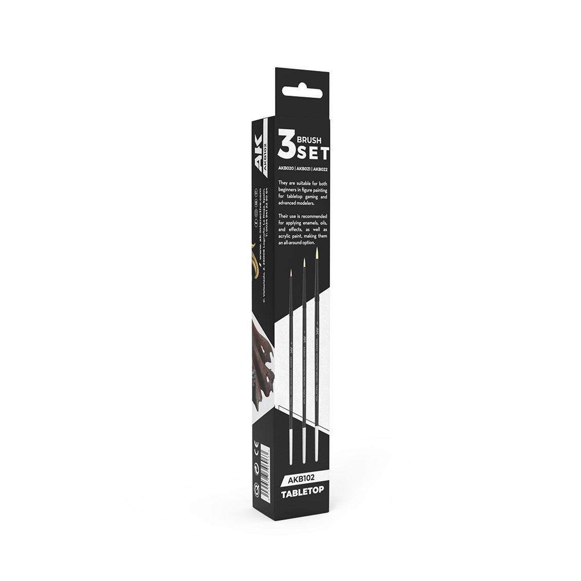 AK B102 Table Top Sentetik Fırça Seti, 3 Adet