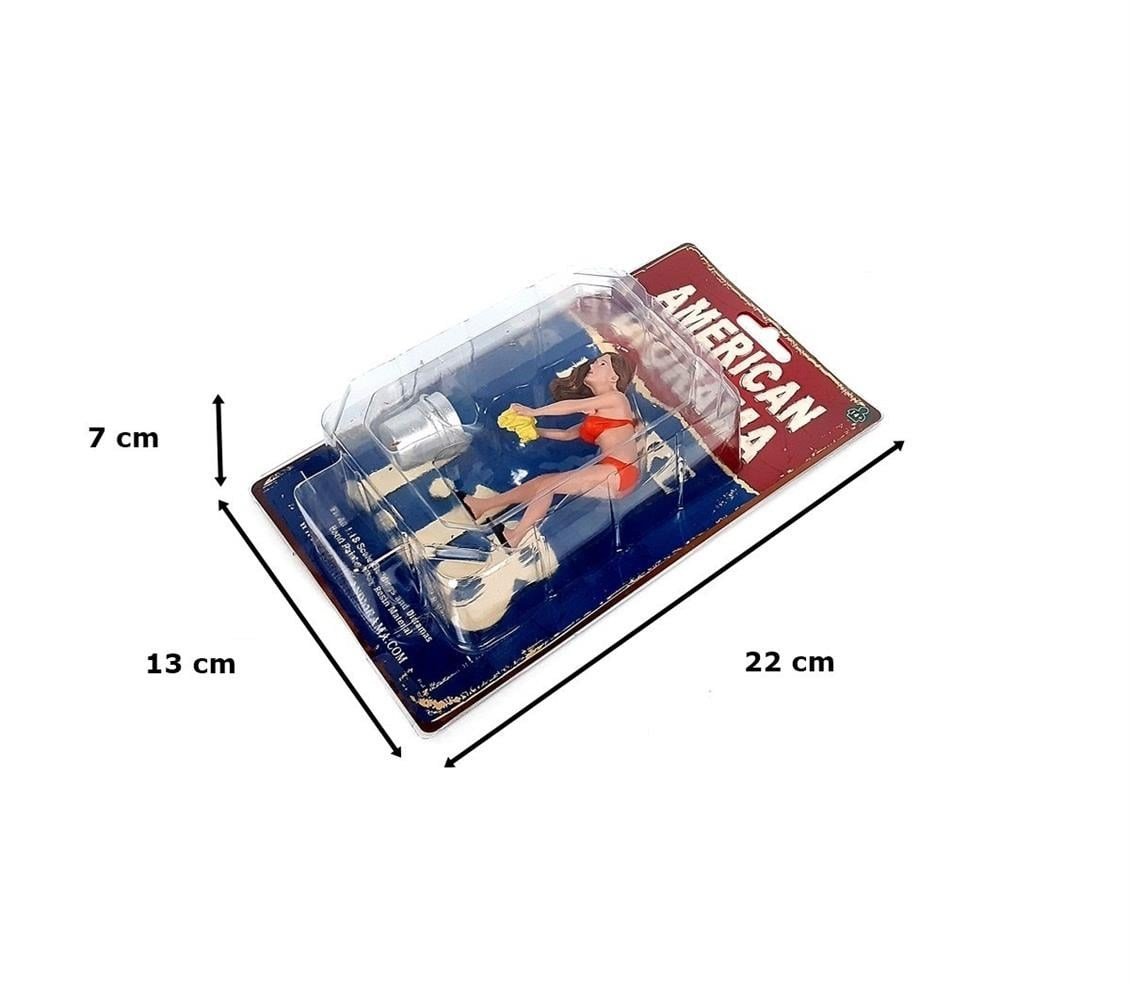American Diorama AD76264 1/18 Ölçek, Araba Yıkayan Bikinili Kız (Cindy) Sergilemeye Hazır Plastik Figürü with water bucket