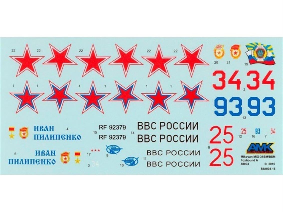 AMK 88003 1/48 Ölçek, Mikoyan MiG-31BM/BSM Foxhound, Savaş Uçağı, Plastik Model kiti