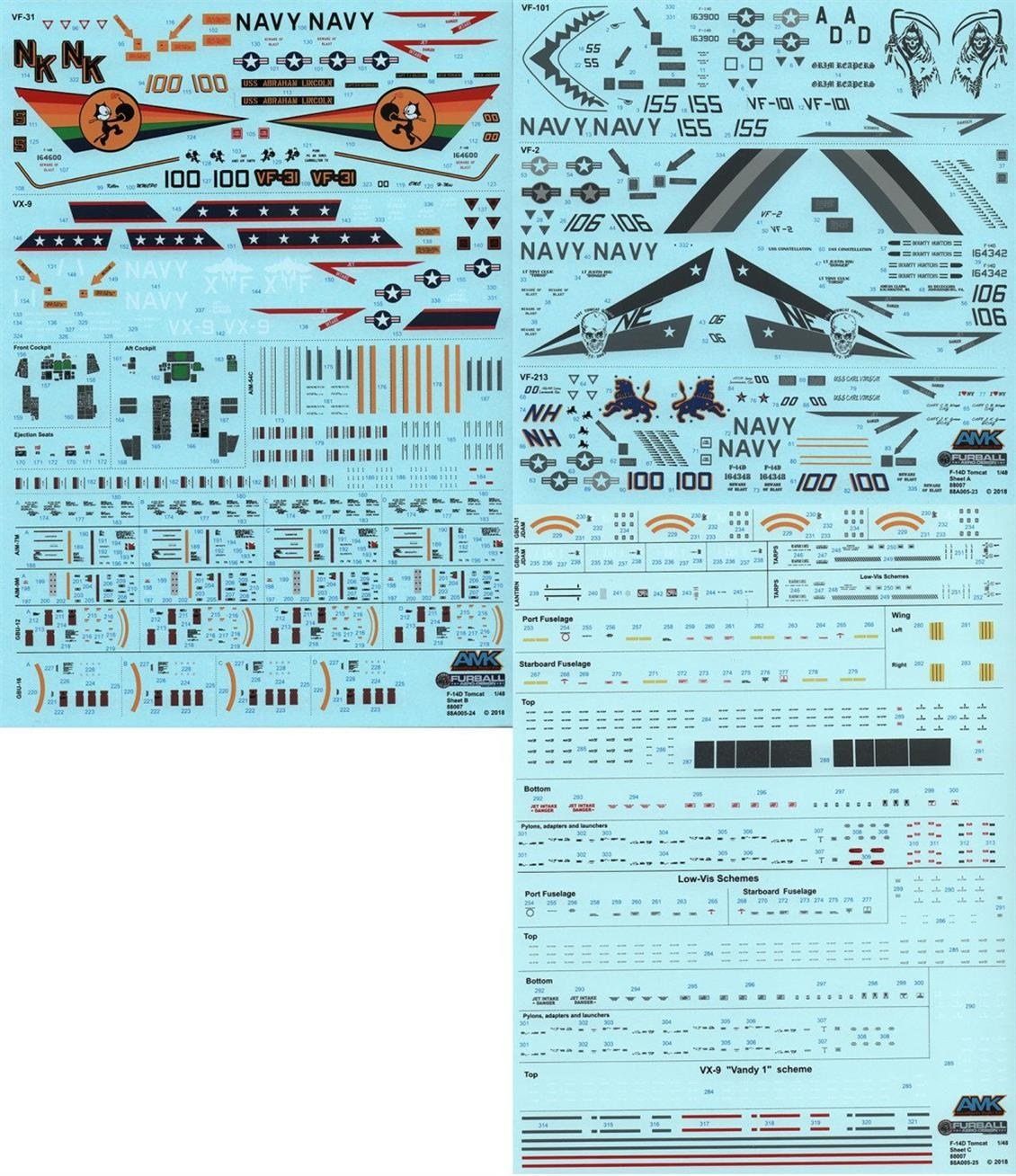 AMK 88007 1/48 Ölçek, Amerikan F-14D Super Tomcat Savaş Uçağı, Plastik Model kiti