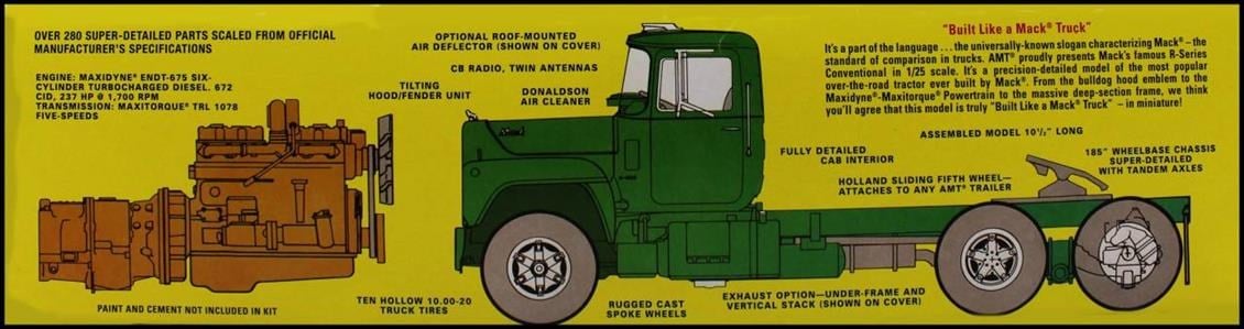 AMT 1039 1/25 Ölçek, Mack R685ST Semi Tractor Tır Çekici, Plastik Model kiti