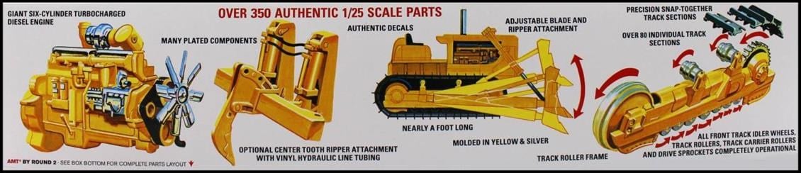 AMT 1086 1/25 Ölçek, Construction Bulldozer İş Makinası, Plastik Model kiti