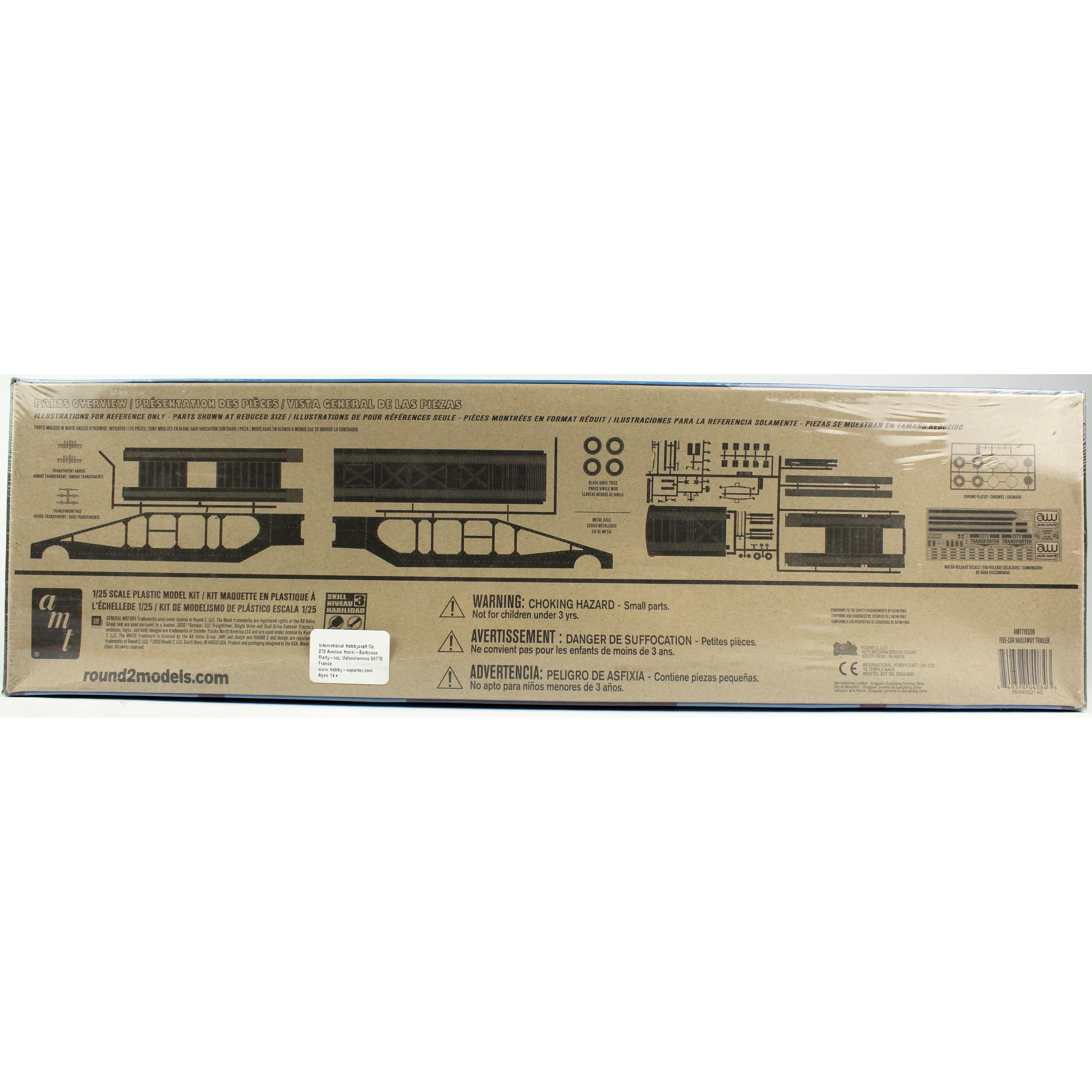 AMT 1193 1/25 Ölçek, 5Car Haulaway Trailer Araba Taşıma Dorsesi, Plastik Model kiti