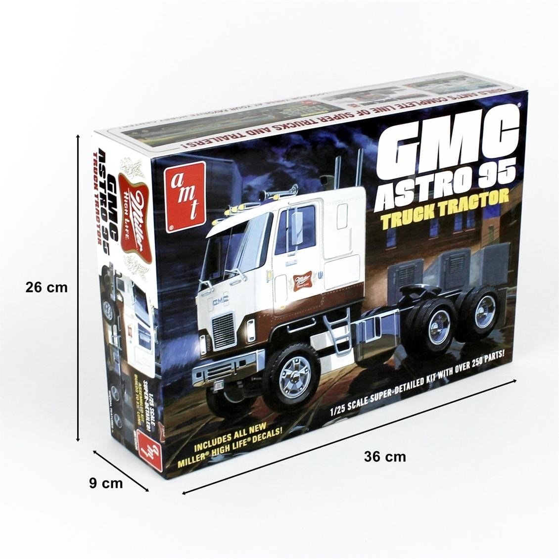 AMT 1230 1/25 Ölçek, GMC Astro 95 Semi Tractor (Miller Beer), Plastik Çekici Maketi