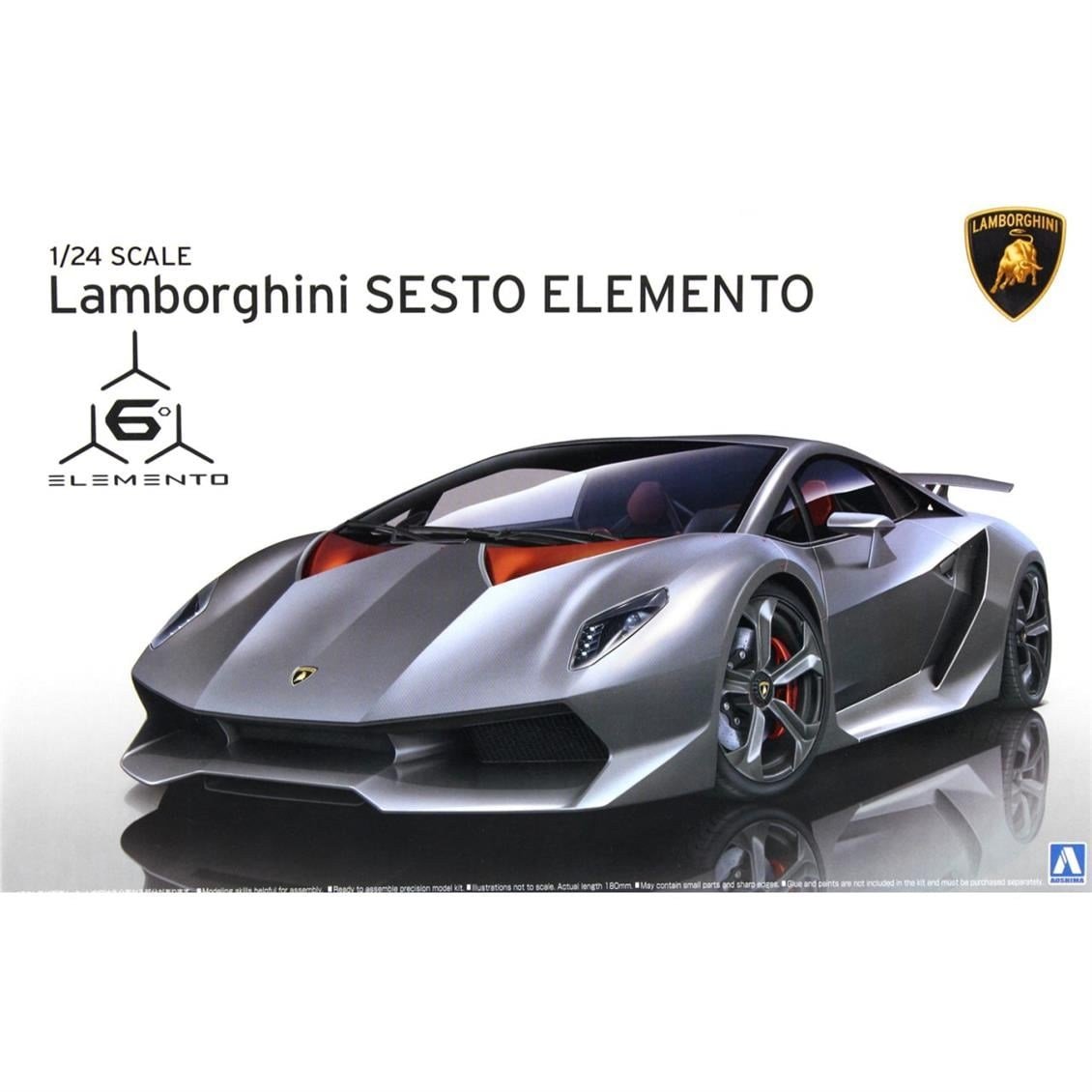 Aoshima 01073 1/24 Ölçek, Lamborghini Sesto Elemento, Plastik Model kiti