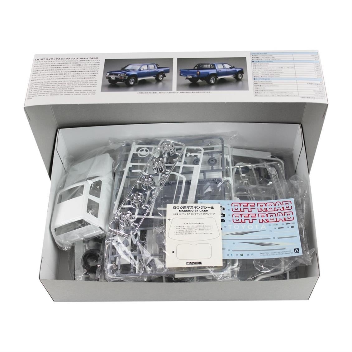 Aoshima 05228 1/24 Ölçek, Toyota Ln107 Hilux Pick Up Double Cab 4, Plastik Model kiti