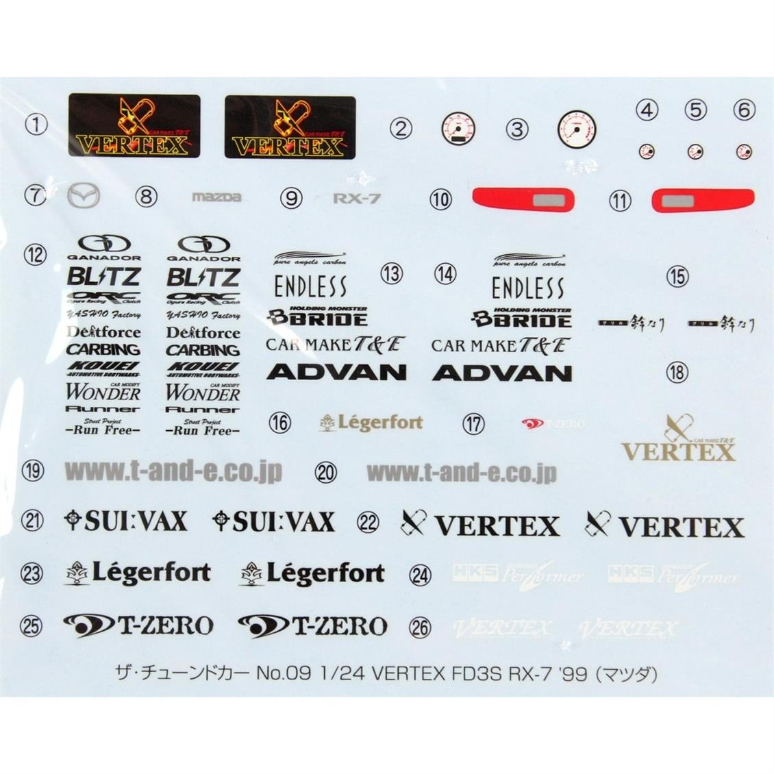 Aoshima 05239 1/24 Ölçek, Mazda Vertex Fd3S Rx-7, Plastik Model kiti