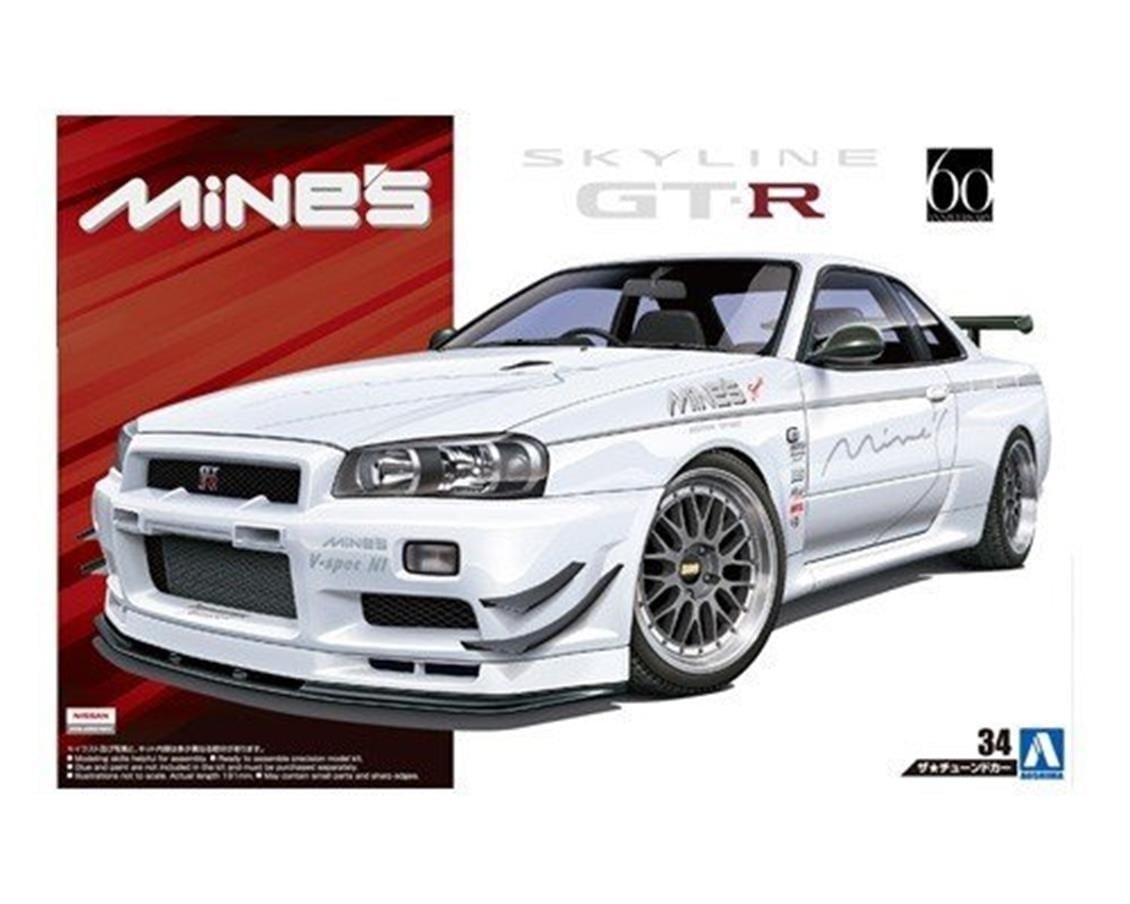 Aoshima 05365 1/24 Ölçek, Mine S Bnr34 Skyline Gt-R 02, Plastik Model kiti