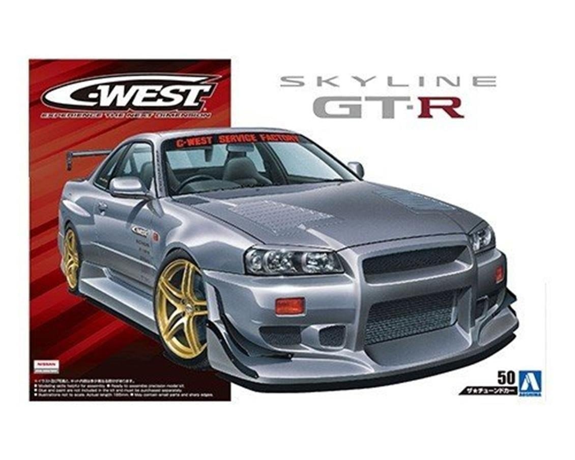 Aoshima 05542 1/24 Ölçek, C-West Bnr34 Skyline Gt-R 02 Nissan, Plastik Model kiti
