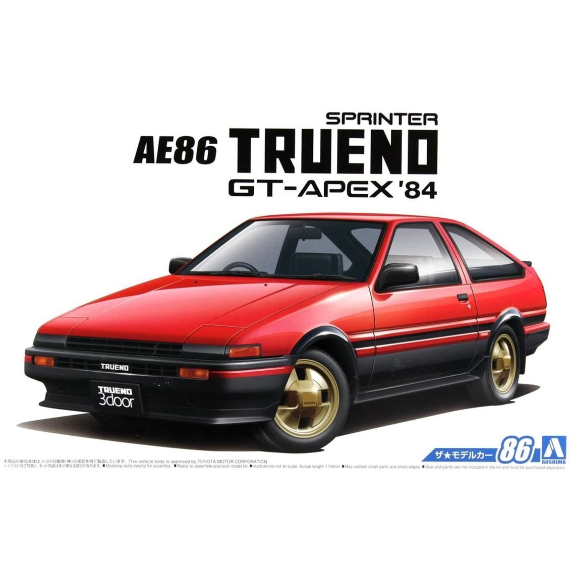 Aoshima 05594 1/24 Ölçek, Toyota Ae86 Sprinter Trueno Gt-Apex '84, Plastik Model kiti