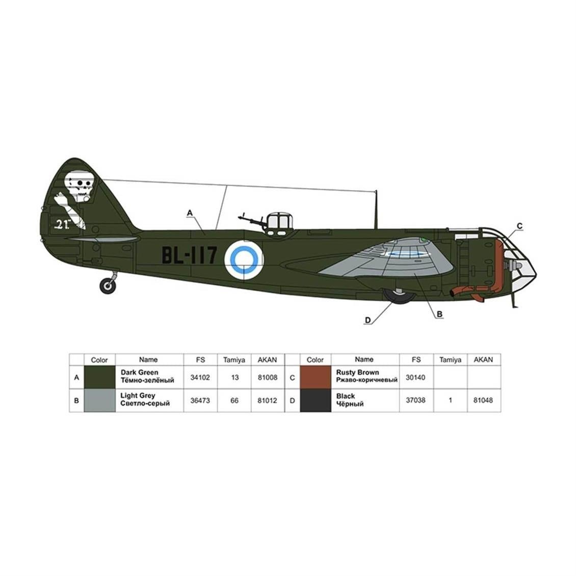 Ark Mode 72003 1/72 Ölçek, Bristol Blenheim Mk.I British Light Bom, Plastik Model kiti