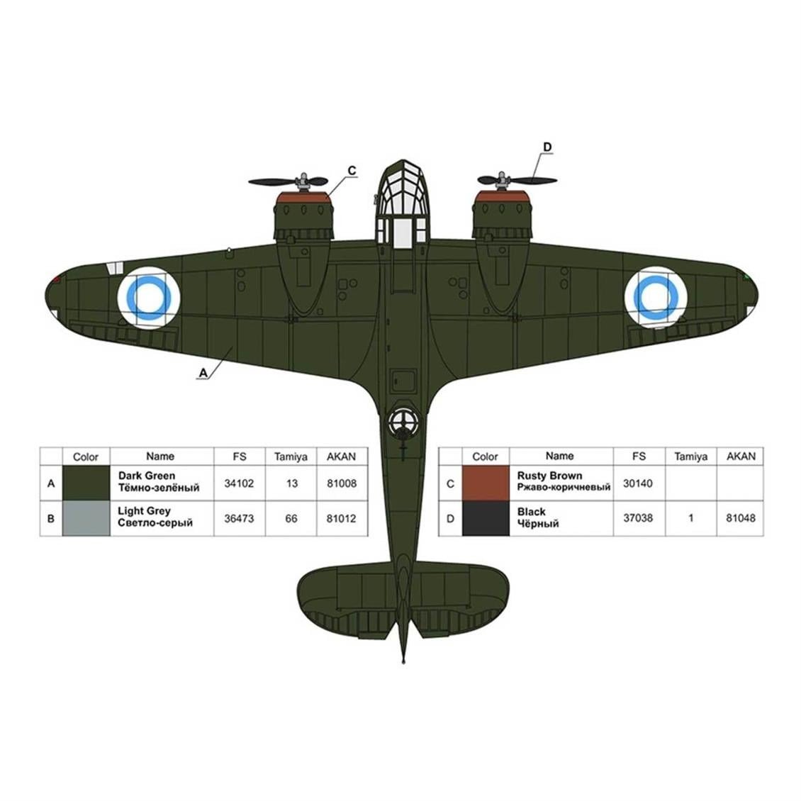 Ark Mode 72003 1/72 Ölçek, Bristol Blenheim Mk.I British Light Bom, Plastik Model kiti