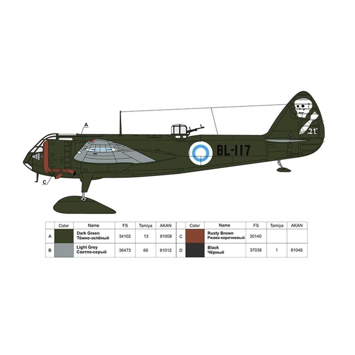 Ark Mode 72003 1/72 Ölçek, Bristol Blenheim Mk.I British Light Bom, Plastik Model kiti