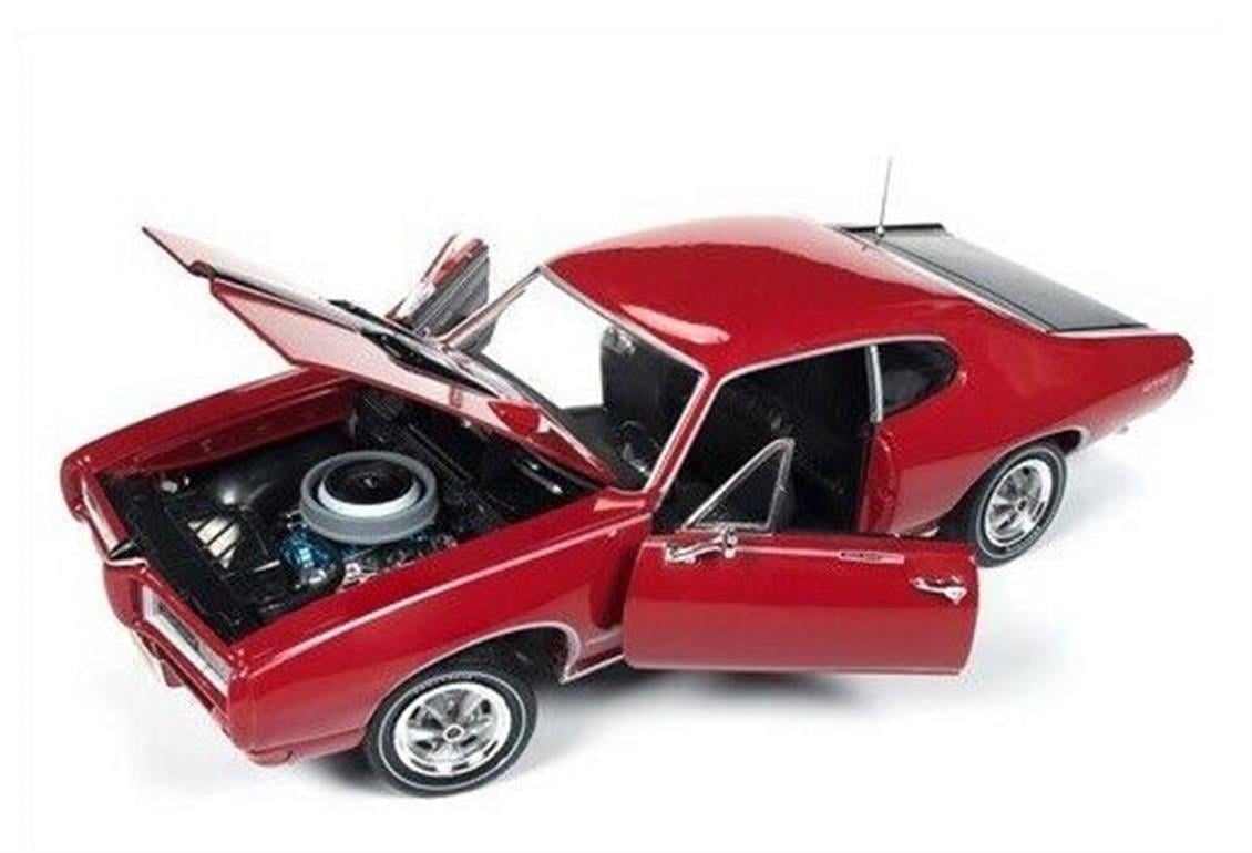 Autoworld 1153 1/18 Ölçek, 1968 Pontiac GTO Royal Bobcat, Kırmızı-Siyah, Sergilemeye Hazır Metal Araba Modeli