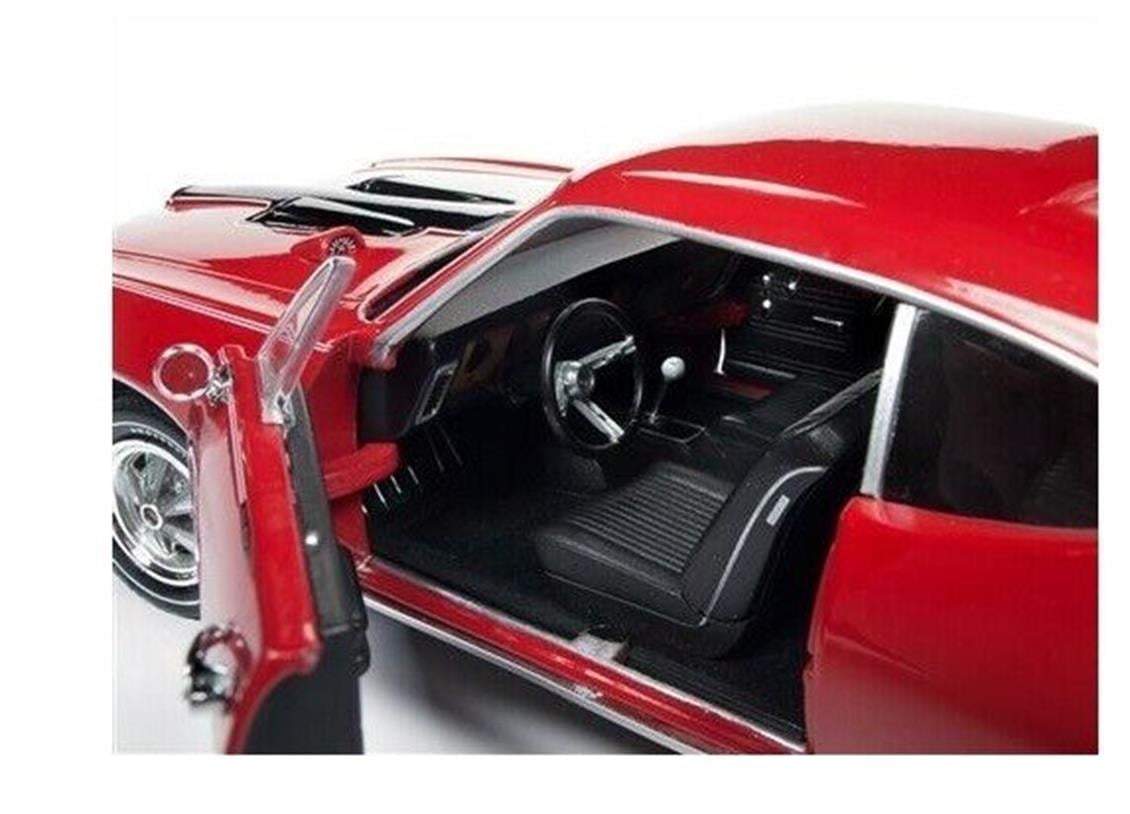 Autoworld 1153 1/18 Ölçek, 1968 Pontiac GTO Royal Bobcat, Kırmızı-Siyah, Sergilemeye Hazır Metal Araba Modeli