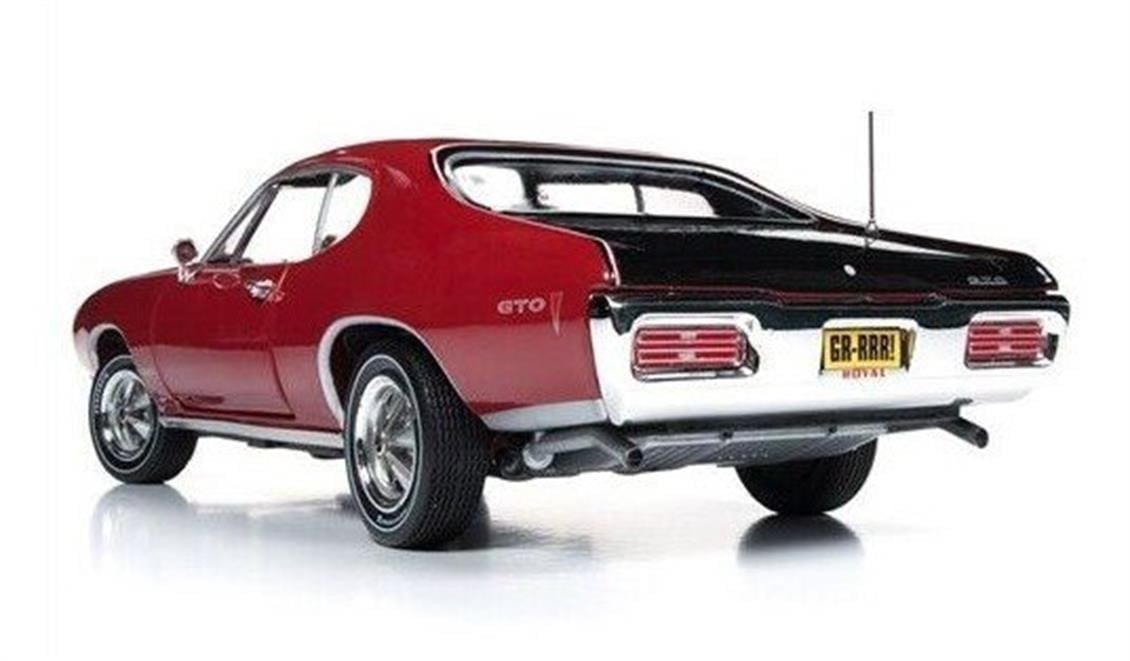 Autoworld 1153 1/18 Ölçek, 1968 Pontiac GTO Royal Bobcat, Kırmızı-Siyah, Sergilemeye Hazır Metal Araba Modeli