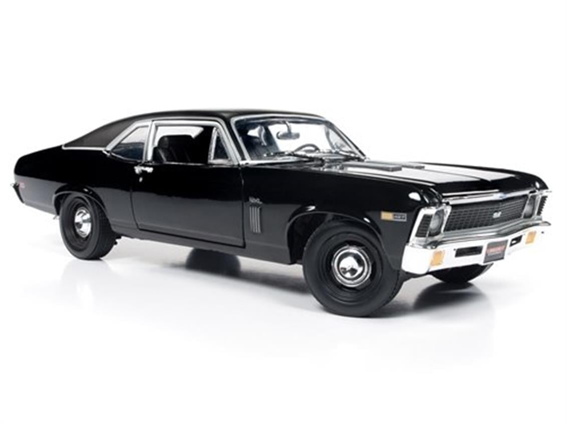 Autoworld 1178 1/18 Ölçek, 1969 Chevrolet Yenko Nova (mcacn), Siyah, Sergilemeye Hazır Metal Araba Modeli