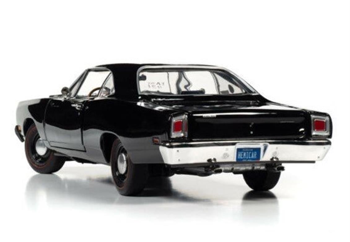 Autoworld 1213 1/18 Ölçek, 1969 Plymouth Roadrunner Sert Tavan, Siyah, Sergilemeye Hazır Metal Araba Modeli