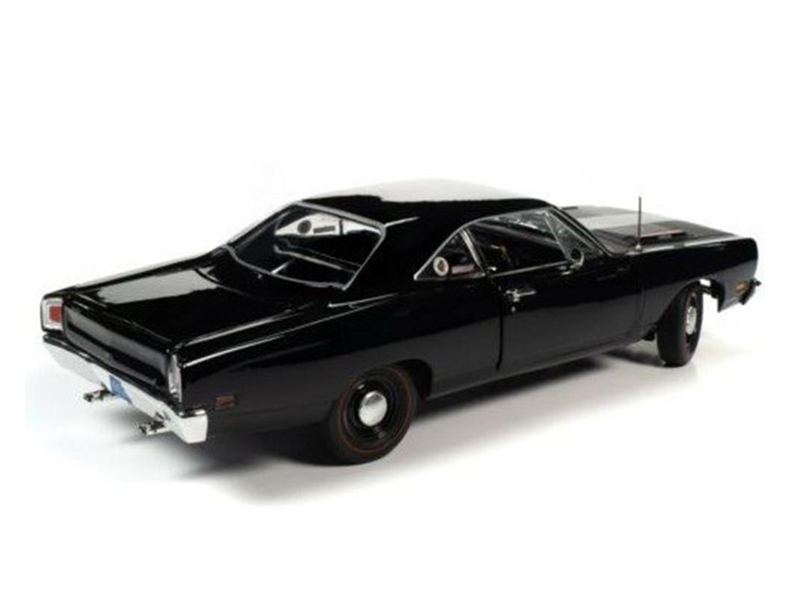 Autoworld 1213 1/18 Ölçek, 1969 Plymouth Roadrunner Sert Tavan, Siyah, Sergilemeye Hazır Metal Araba Modeli