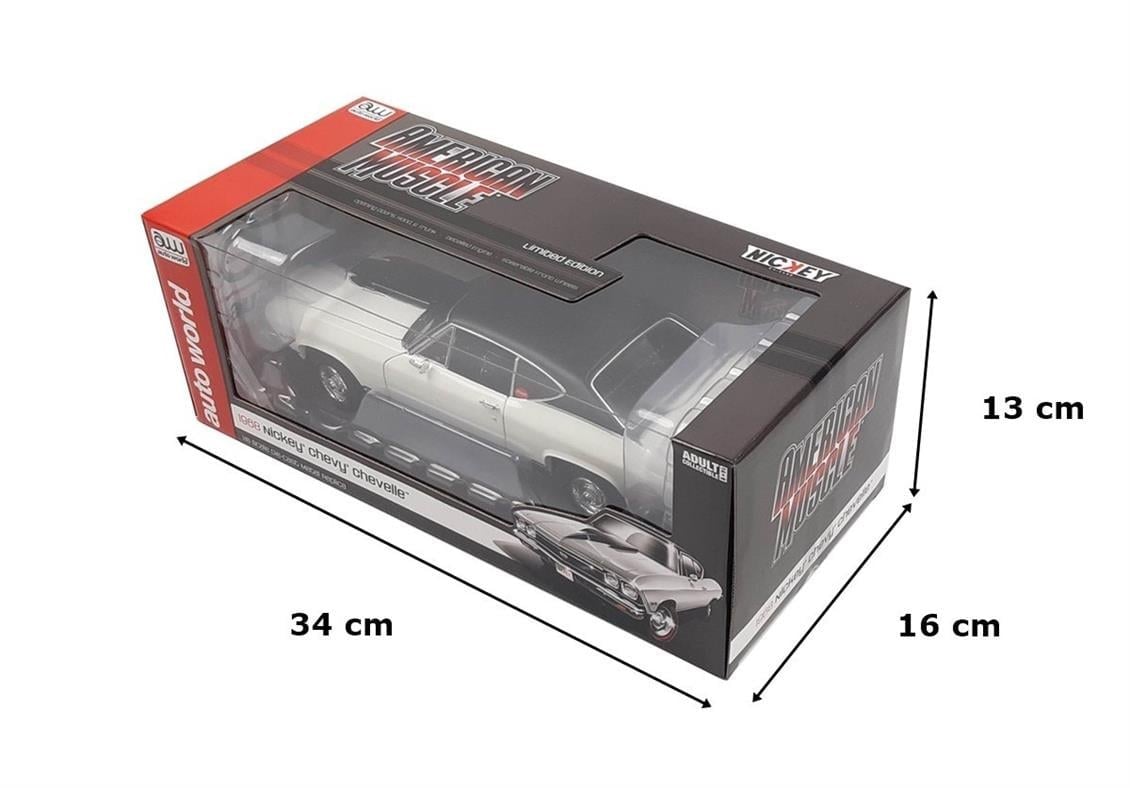AutoWorld AMM1201 1/18 Ölçek, 1968 Chevy NICKEY Chevelle SS Hardtop, Ermine White, Sergilemeye Hazır Metal Araba Modeli