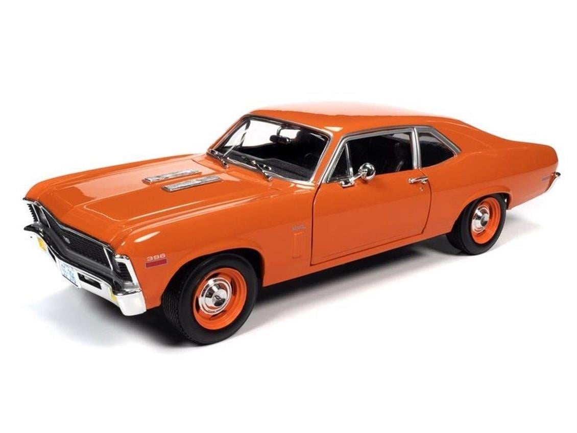 AutoWorld AMM1226 1/18 Ölçek, 1970 Chevy Nova SS 396, Hugger Orange, Sergilemeye Hazır Metal Araba Modeli